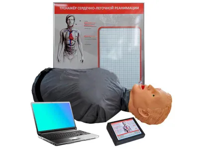 Тренажер-манекен для отработки СЛР с контроллером, настенным табло и ноутбуком «Роман-06»