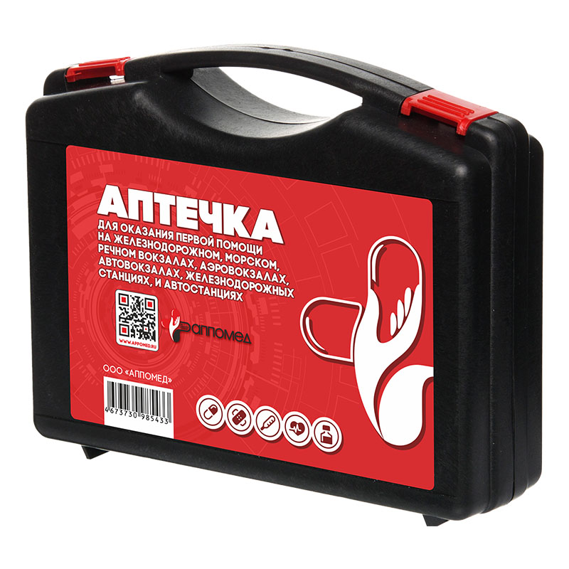 Аптечка для оказания первой помощи с применением медицинских изделий на железнодорожном, морском, речном вокзалах, аэровокзалах, автовокзалах, железнодорожных станциях и автостанциях по приказу Минздрава России от 24.05.2024 г № 257н в текстильной сумке — купить в МЕДСЕТ