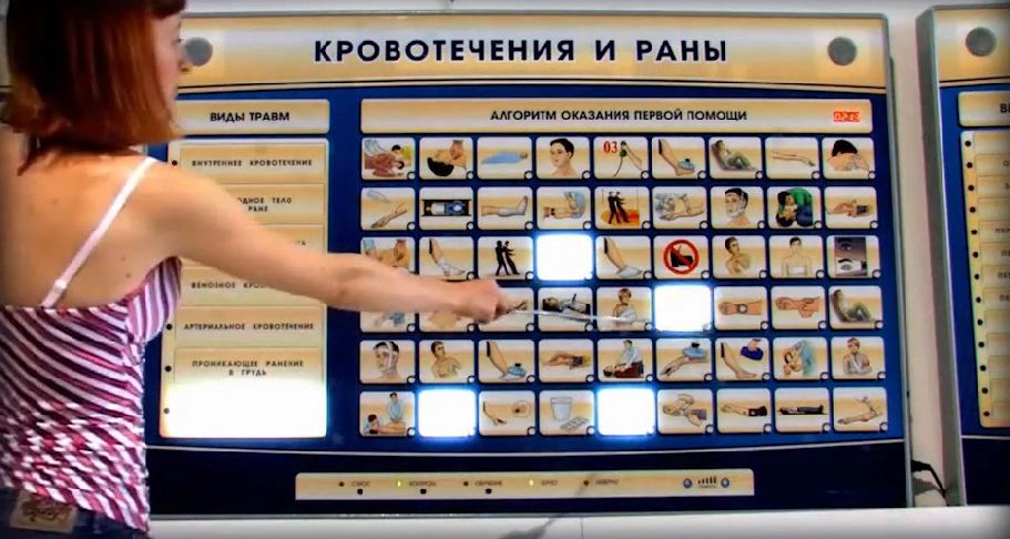 Комплект интерактивных стендов трехсекционный  "Травмы, Кровотечения, Ожоги" — купить в МЕДСЕТ