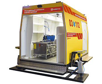 Тренажерный комплекс "Макет автомобиля скорой медицинской помощи" с имитацией движения (установленный на динамической платформе) — фото